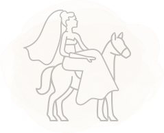 Bride riding a horse at Flamig Farm