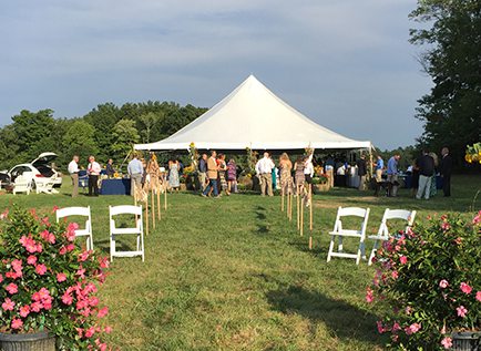 White wedding tent at Flamig Farm